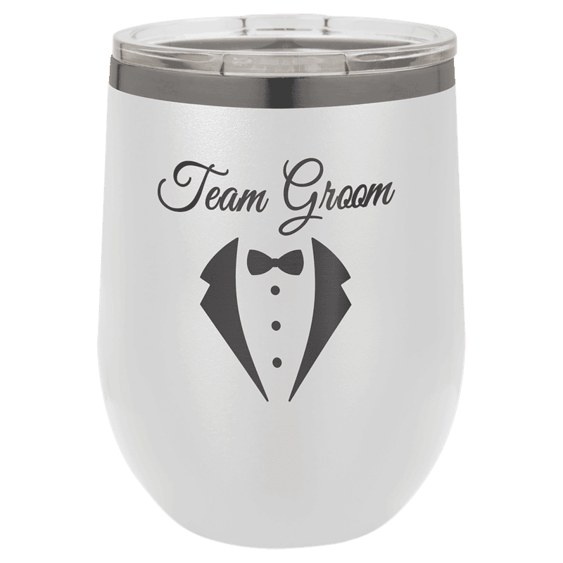 Personalized Polar Camel 12 oz. White/Ghost Black Stemless Wine Tumbler