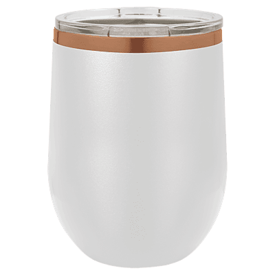 Personalized Polar Camel 12 oz. White/Rose Gold Stemless Wine Tumbler