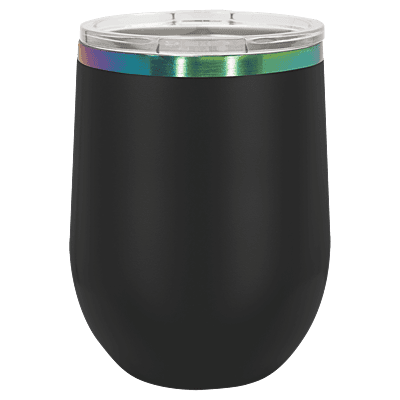 Personalized Polar Camel 12 oz. Black/Prism Stemless Wine Tumbler