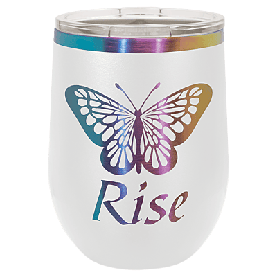 Personalized Polar Camel 12 oz. White/Prism Stemless Wine Tumbler