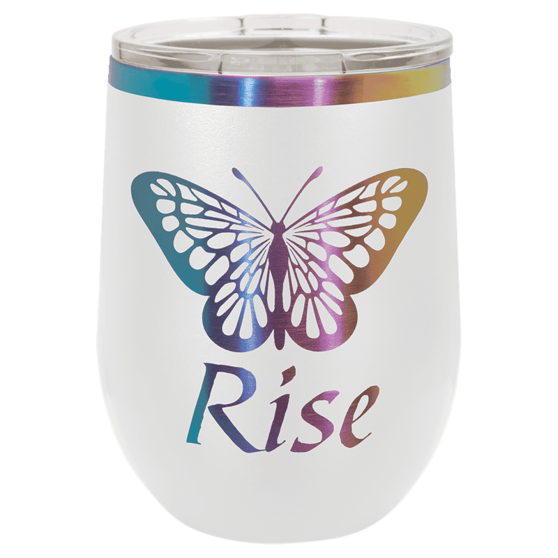 Personalized Polar Camel 12 oz. White/Prism Stemless Wine Tumbler
