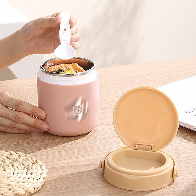 LIFE LUCKY STAINLESS INNER FOOD FLASK WITH CUTLERY - 430ML