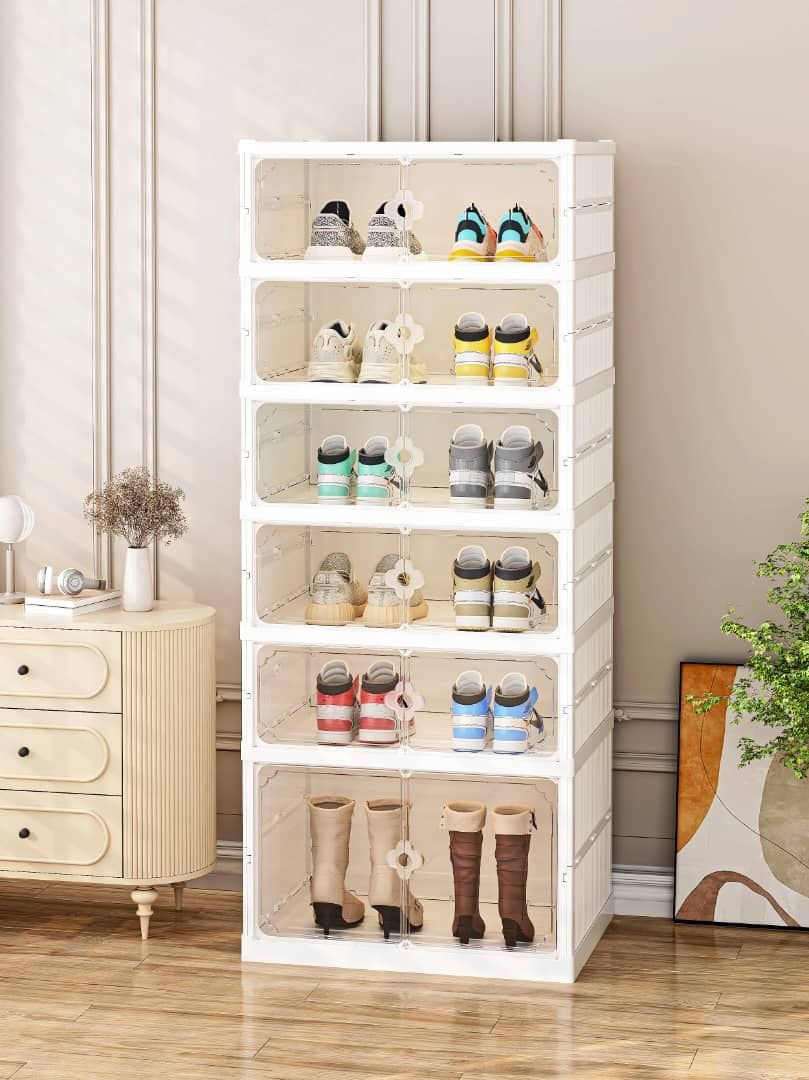 LUXURY DOUBLE DOOR SHOE RACK WITH ACRYLIC COVER