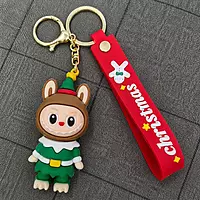 Labubu Christmas Santa Claus Silicone Keychain