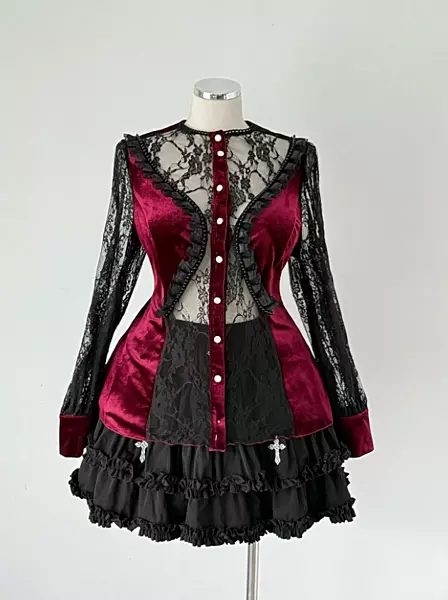Lace Velvet Blouse