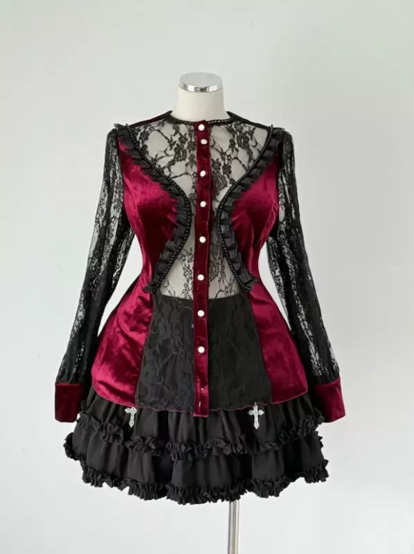 Lace Velvet Blouse