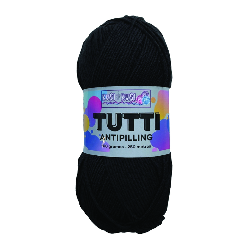 Lana Acrílica Tutti Col 435 Negro Paquete X 5 ovillos X 100 gramos