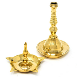Brass Kerala Lamp/Deepam for Regular Pooja/Hawan Small Size