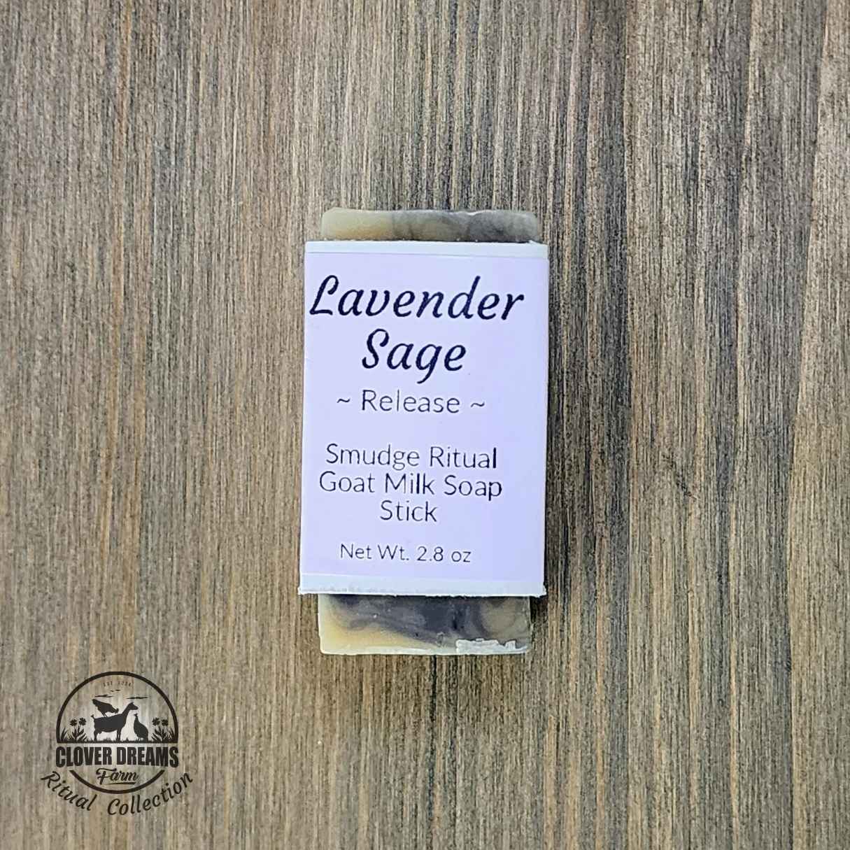 Lavender Sage Smudge Ritual Goat Milk Soap Stick in its paper wrap Lavender Sage Smudge Ritual Goat Milk Soap Stick in its paper wrap
