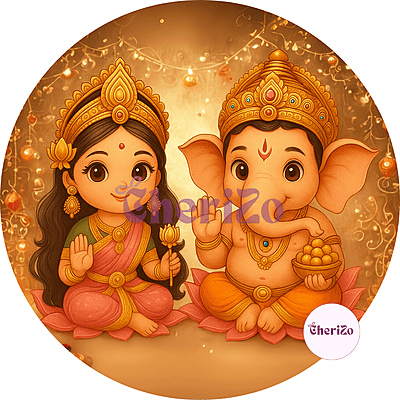 Laxmi-Ganesh Goddess Idols Stickers | Decorative Spiritual Stickers for DIY Arts & Crafts, Resin Stands, Dashboards, Pooja Rooms & Festive Decors