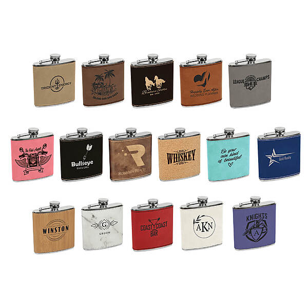 6 oz Leatherette Wrapped Flask