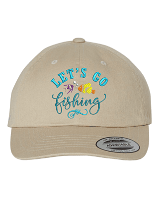 Let�s Go Fishing Embroidered Trucker Hat | Classic Mesh Snapback Cap