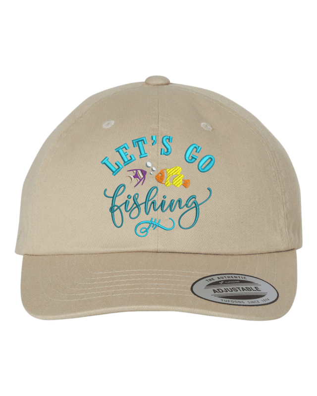 Let�s Go Fishing Embroidered Trucker Hat | Classic Mesh Snapback Cap
