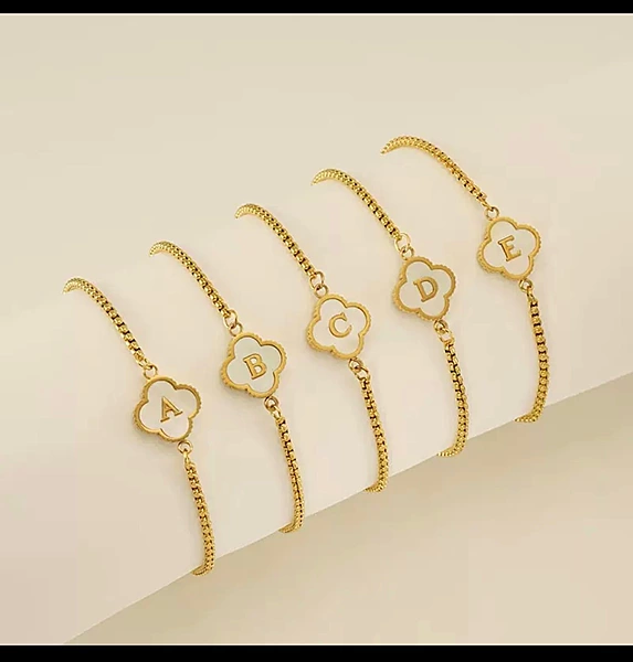 Lettered Four Leaf Bracelet