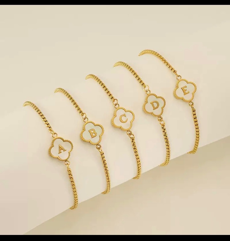 Lettered Four Leaf Bracelet