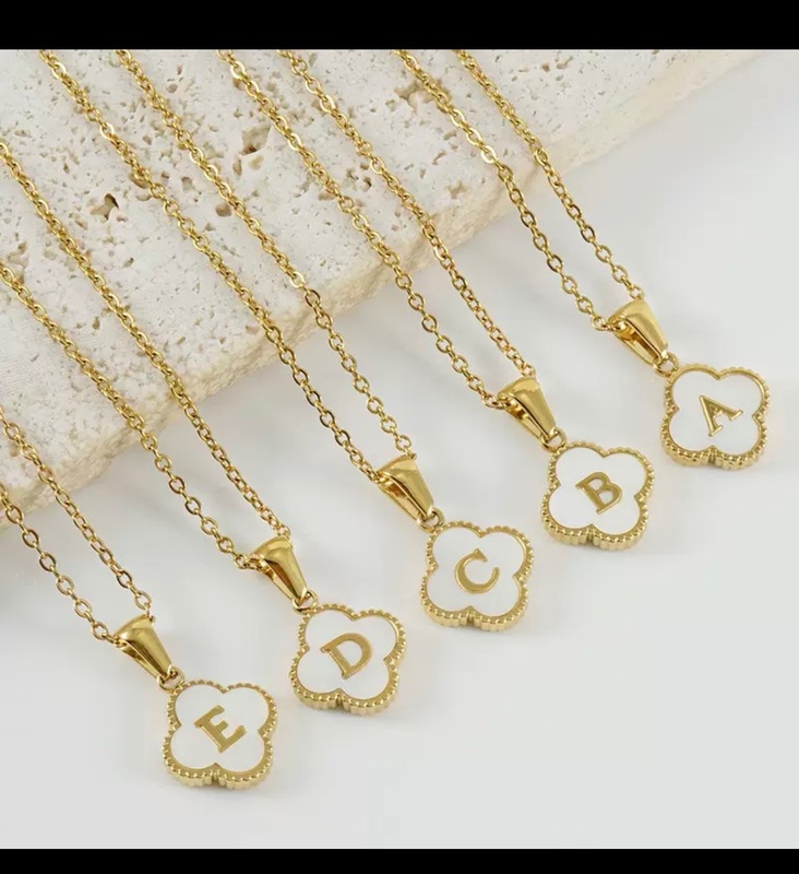 Lettered Four Leaf Necklace