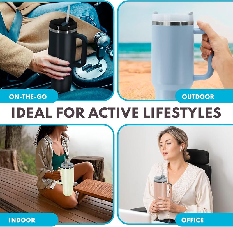 40 Oz Tumbler with Handle and Straw