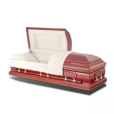 Lincoln Red Cherry Wood Casket