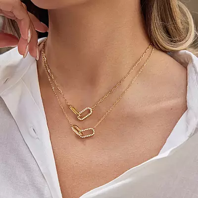 Half Diamonds Gold Link Necklace
