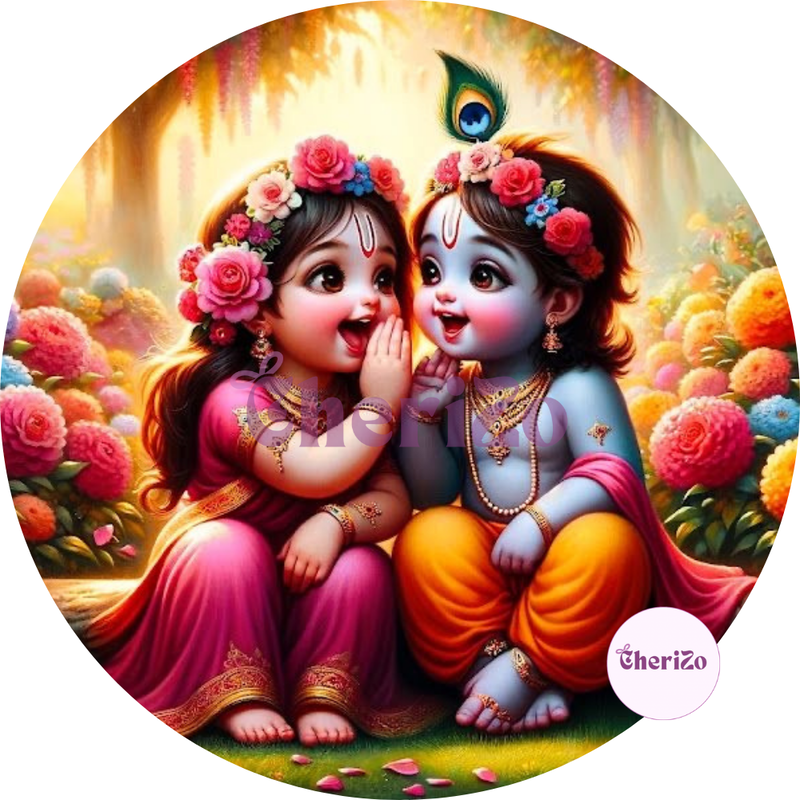 Little Cute Radhe-Krishna Decorative Stickers | Perfect for DIY Arts & Crafts, Resin Stands, Car Dashboards, Pooja Rooms & Festive Decorations