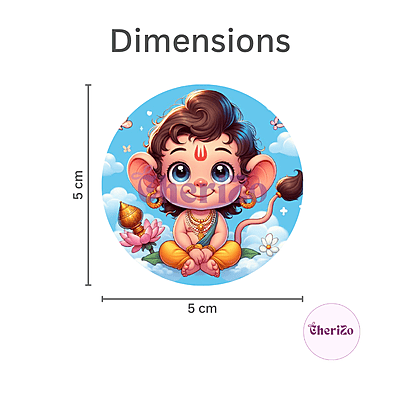 Little Hanuman Goddess Idol Stickers | Cute Divine Stickers for DIY Arts & Crafts, Resin Stands, Dashboards, Pooja Rooms, Wall Hangings & Festive Decors