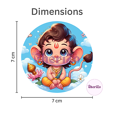 Little Hanuman Goddess Idol Stickers | Cute Divine Stickers for DIY Arts & Crafts, Resin Stands, Dashboards, Pooja Rooms, Wall Hangings & Festive Decors