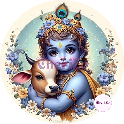 Little Krishna Love for Gwala Decorative Stickers | Perfect for DIY Arts & Crafts, Resin Stands, Car Dashboards, Pooja Rooms & Festive Decorations
