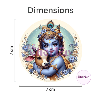 Little Krishna Love for Gwala Decorative Stickers | Perfect for DIY Arts & Crafts, Resin Stands, Car Dashboards, Pooja Rooms & Festive Decorations