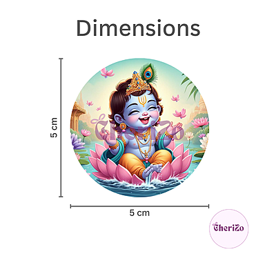 Little Krishna on Lotus Decorative Stickers | Perfect for DIY Arts & Crafts, Resin Stands, Car Dashboards, Pooja Rooms & Festive Decorations