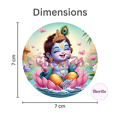 Little Krishna on Lotus Decorative Stickers | Perfect for DIY Arts & Crafts, Resin Stands, Car Dashboards, Pooja Rooms & Festive Decorations