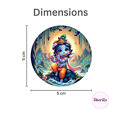 Little Krishna Playing Flute Decorative Stickers | Perfect for DIY Arts & Crafts, Resin Stands, Car Dashboards, Pooja Rooms & Festive Decorations