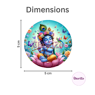 Little Krishna Playing Flute on Lotus Decorative Stickers | Perfect for DIY Arts & Crafts, Resin Stands, Car Dashboards, Pooja Rooms & Festive Decorations