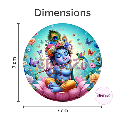 Little Krishna Playing Flute on Lotus Decorative Stickers | Perfect for DIY Arts & Crafts, Resin Stands, Car Dashboards, Pooja Rooms & Festive Decorations
