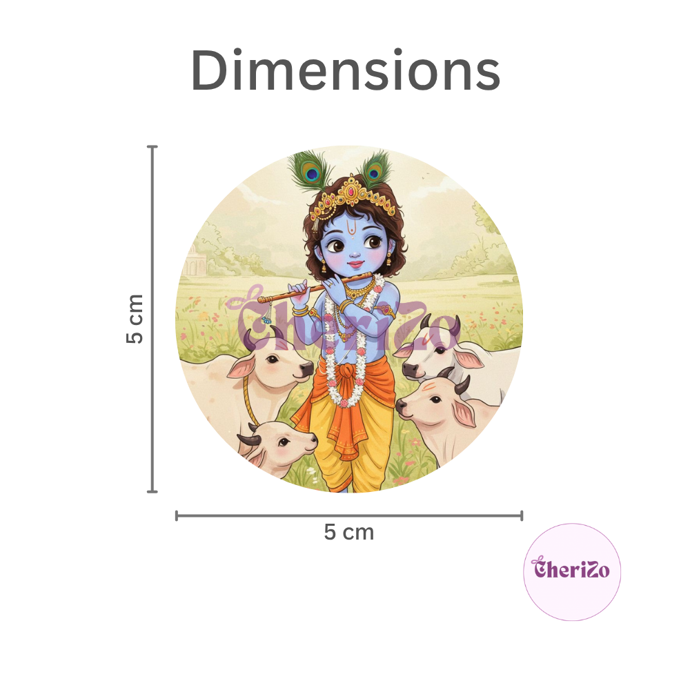 Little Krishna Playing Flute with Gwalas Decorative Stickers | Perfect for DIY Arts & Crafts, Resin Stands, Car Dashboards, Pooja Rooms & Festive Decorations
