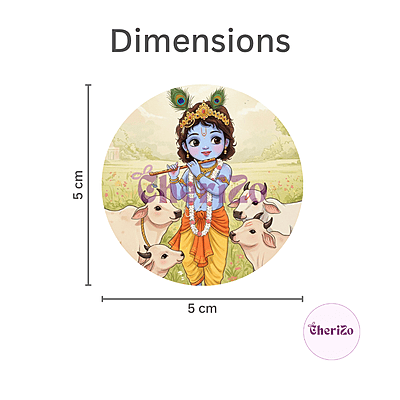 Little Krishna Playing Flute with Gwalas Decorative Stickers | Perfect for DIY Arts & Crafts, Resin Stands, Car Dashboards, Pooja Rooms & Festive Decorations