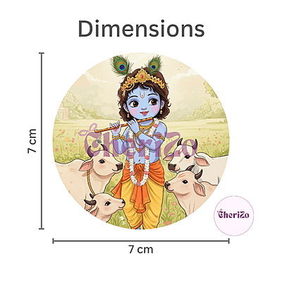 Little Krishna Playing Flute with Gwalas Decorative Stickers | Perfect for DIY Arts & Crafts, Resin Stands, Car Dashboards, Pooja Rooms & Festive Decorations