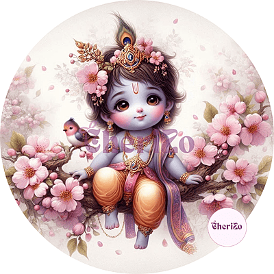 Little Krishna Sitting on Tree Decorative Stickers | Perfect for DIY Arts & Crafts, Resin Stands, Car Dashboards, Pooja Rooms & Festive Decorations