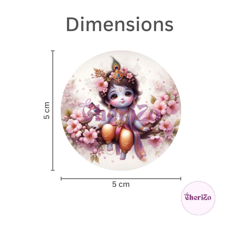 Little Krishna Sitting on Tree Decorative Stickers | Perfect for DIY Arts & Crafts, Resin Stands, Car Dashboards, Pooja Rooms & Festive Decorations