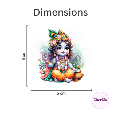 Little Krishna Sitting with Butter Pot God Idol Stickers | Perfect for DIY Arts & Crafts, Resin Stands, Car Dashboards, Pooja Rooms & Festive Decorations