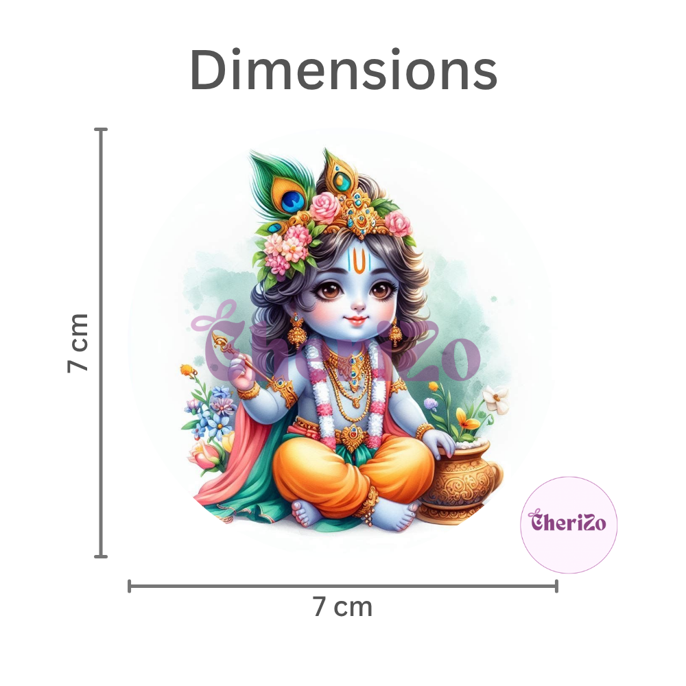 Little Krishna Sitting with Butter Pot God Idol Stickers | Perfect for DIY Arts & Crafts, Resin Stands, Car Dashboards, Pooja Rooms & Festive Decorations