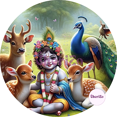 Little Krishna with Deers & Peacocks God Idol Stickers | Perfect for DIY Arts & Crafts, Resin Stands, Car Dashboards, Pooja Rooms & Festive Decorations