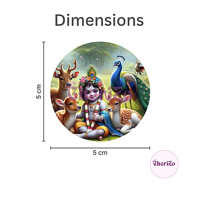 Little Krishna with Deers & Peacocks God Idol Stickers | Perfect for DIY Arts & Crafts, Resin Stands, Car Dashboards, Pooja Rooms & Festive Decorations