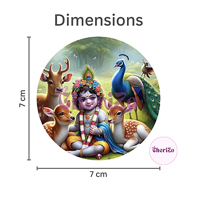 Little Krishna with Deers & Peacocks God Idol Stickers | Perfect for DIY Arts & Crafts, Resin Stands, Car Dashboards, Pooja Rooms & Festive Decorations