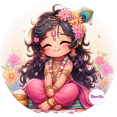 Little Radhe Goddess Idol Stickers | Cute Divine Stickers for DIY Arts & Crafts, Resin Stands, Dashboards, Pooja Rooms, Wall Hangings & Festive Decors