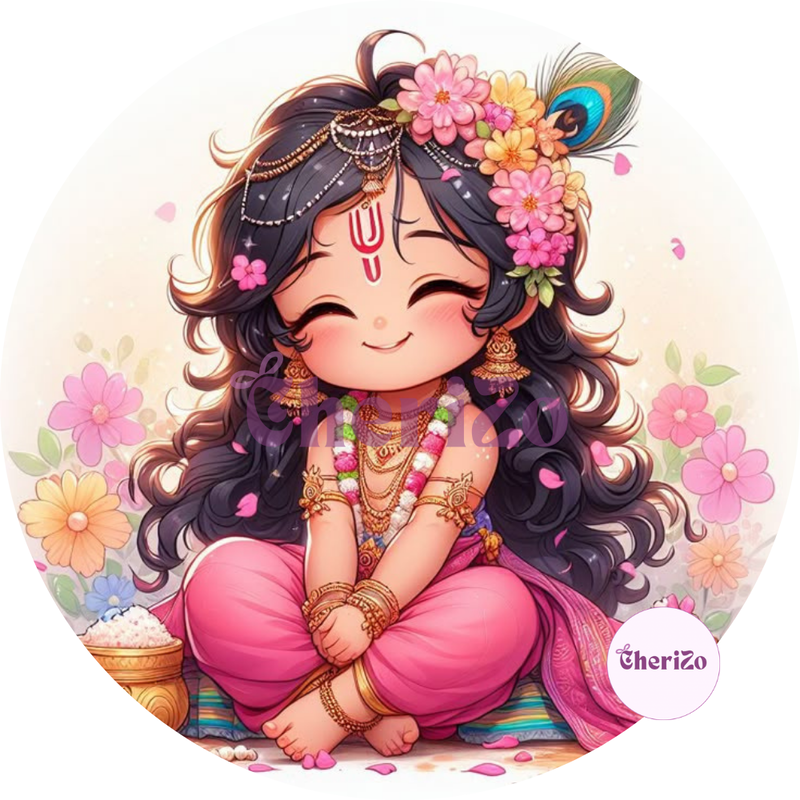 Little Radhe Goddess Idol Stickers | Cute Divine Stickers for DIY Arts & Crafts, Resin Stands, Dashboards, Pooja Rooms, Wall Hangings & Festive Decors