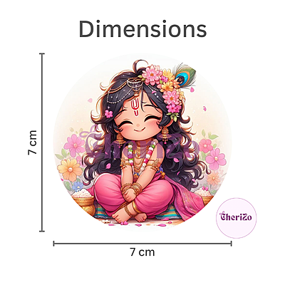 Little Radhe Goddess Idol Stickers | Cute Divine Stickers for DIY Arts & Crafts, Resin Stands, Dashboards, Pooja Rooms, Wall Hangings & Festive Decors
