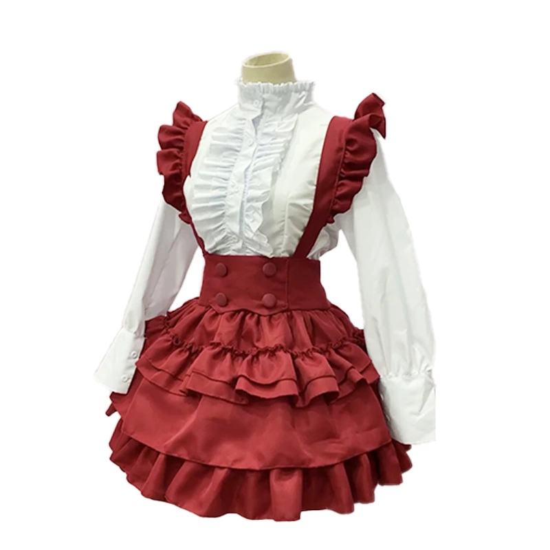 Lolita Dress Cosplay Gothic Style Outfit Red - Top, Skirt & Petticoat