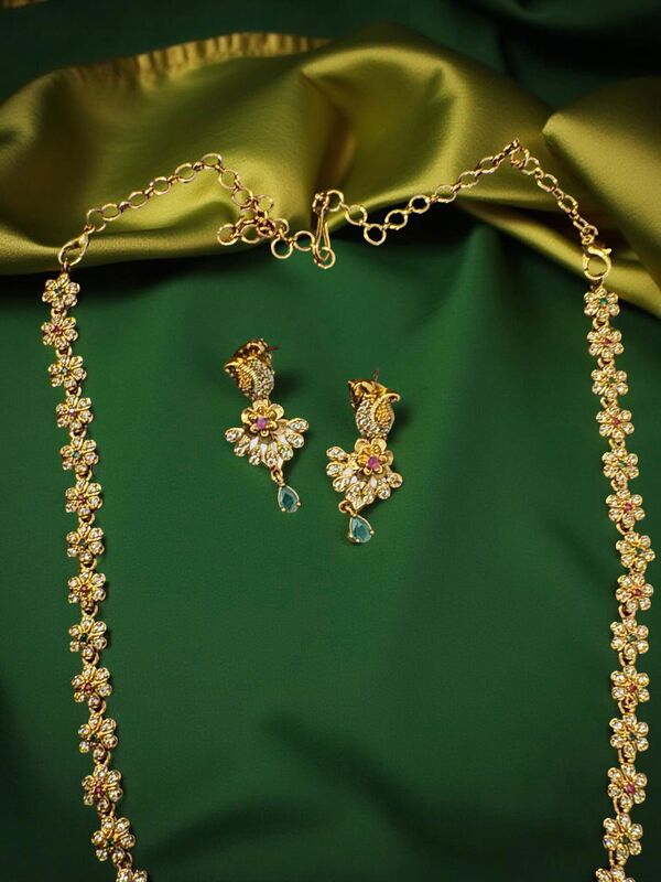 Long Gold Haram with Earrings