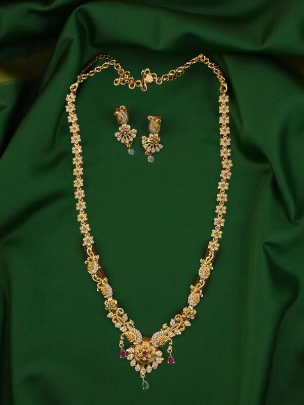 Long Gold Haram with Earrings