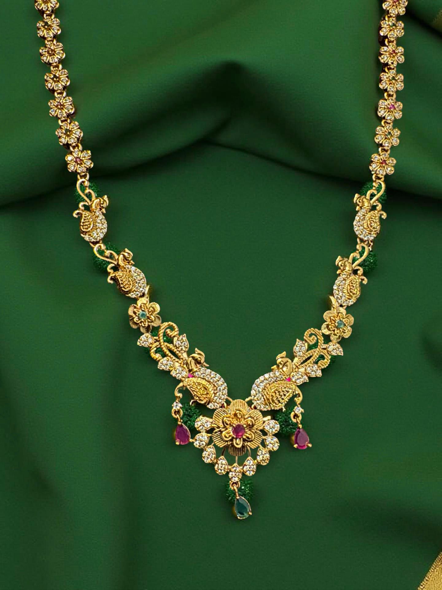 Long Gold Haram with Earrings